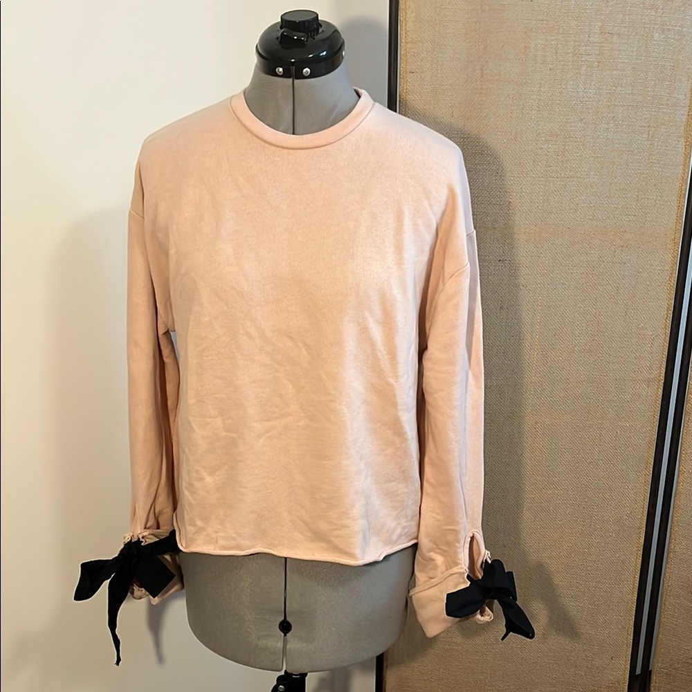 Zara Pink Long Sleeve Tie Wrist Sweatshirt